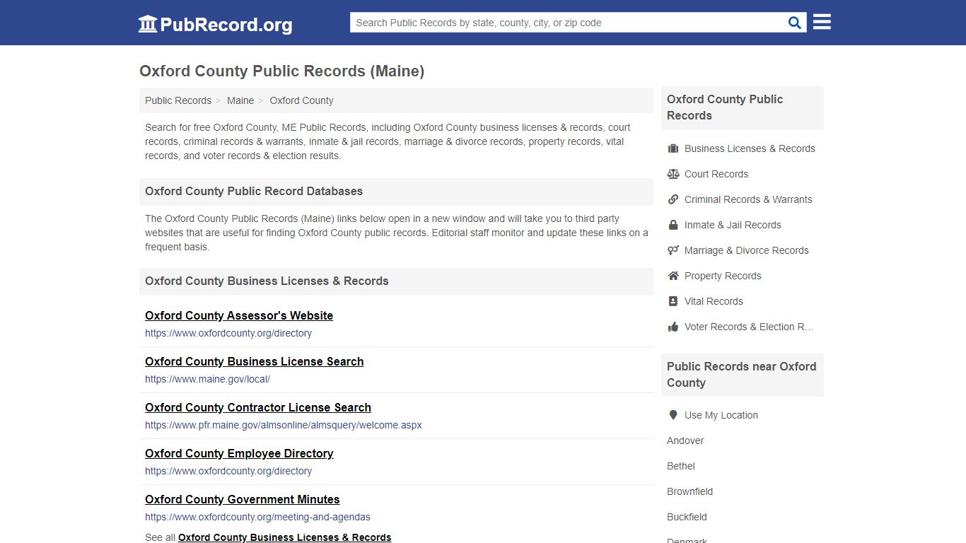 Free Oxford County Public Records (Maine Public Records) - PubRecord.org